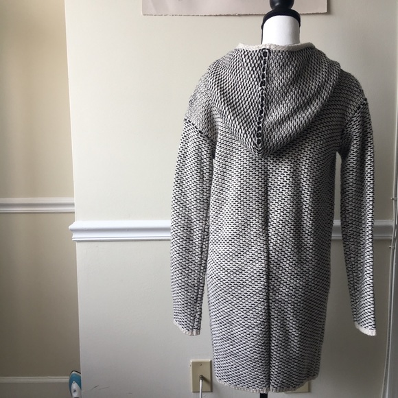 Check grid grey sweater coat tunic cardigan - Picture 3 of 6